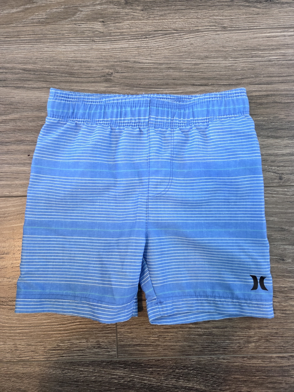 Hurley Light Blue Horizontal Stripe Kids Swim Trunks